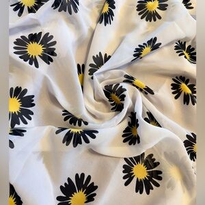5 Yard of Elegant Floral Black and Yellow Polyester Fabric